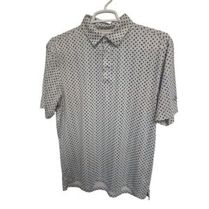 Straight Down Performance Golf Polo Shirt Blue Yellow Spade Print Mens Large‎